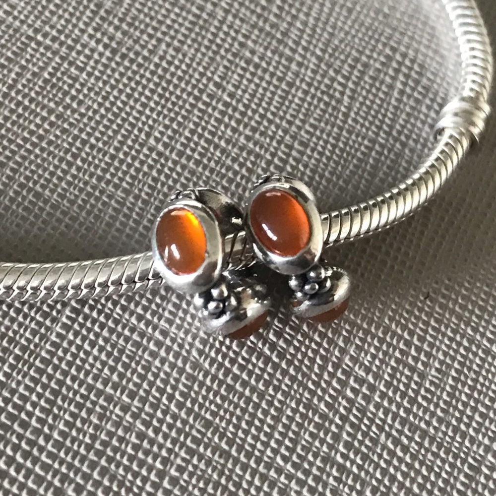 Rare and retired Pandora carnelian cabochon charms